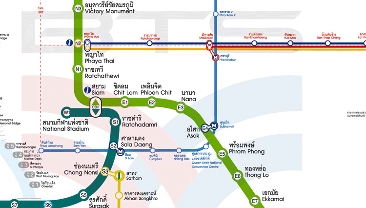 BTS Chit Lom Station - Bangkok Nightlife - Hotels with Maps